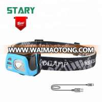 2018 new arrival ultra bright led motion sensor headlamp assembly rechargeable battery with white red light for hard hat