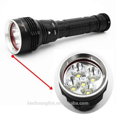 CE RoHS 4000-5000Lm 5* XML-L2 Diving Flashlight By 2* 26650/18650