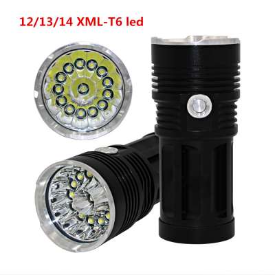 Brightness 12000 Lumens 12pcs XML T6 LED Camping flashlight with 4pcs rechargeable 18650 batteries